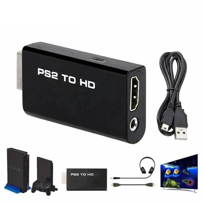PS2 to HDMI-Compatible Converter Adapter Audio And Video With 3.5mm Audio Cable Supports Pc All Ps2 480i 480p 576i Display Modes