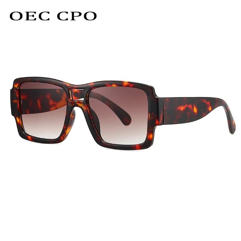 OEC CPO Fashion Square Double Bridges Sunglasses Women Brand Designer Leopard Sun Glasses Female Gradient Men Eyewear