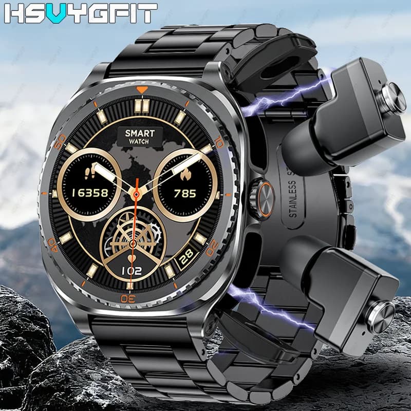 Nuovo smartwatch 2-in-1 con auricolari integrati, dispositivo per il monitoraggio della salute, chiamate wireless, oltre 100 modalità sportive, smartwatch per uomo e donna.