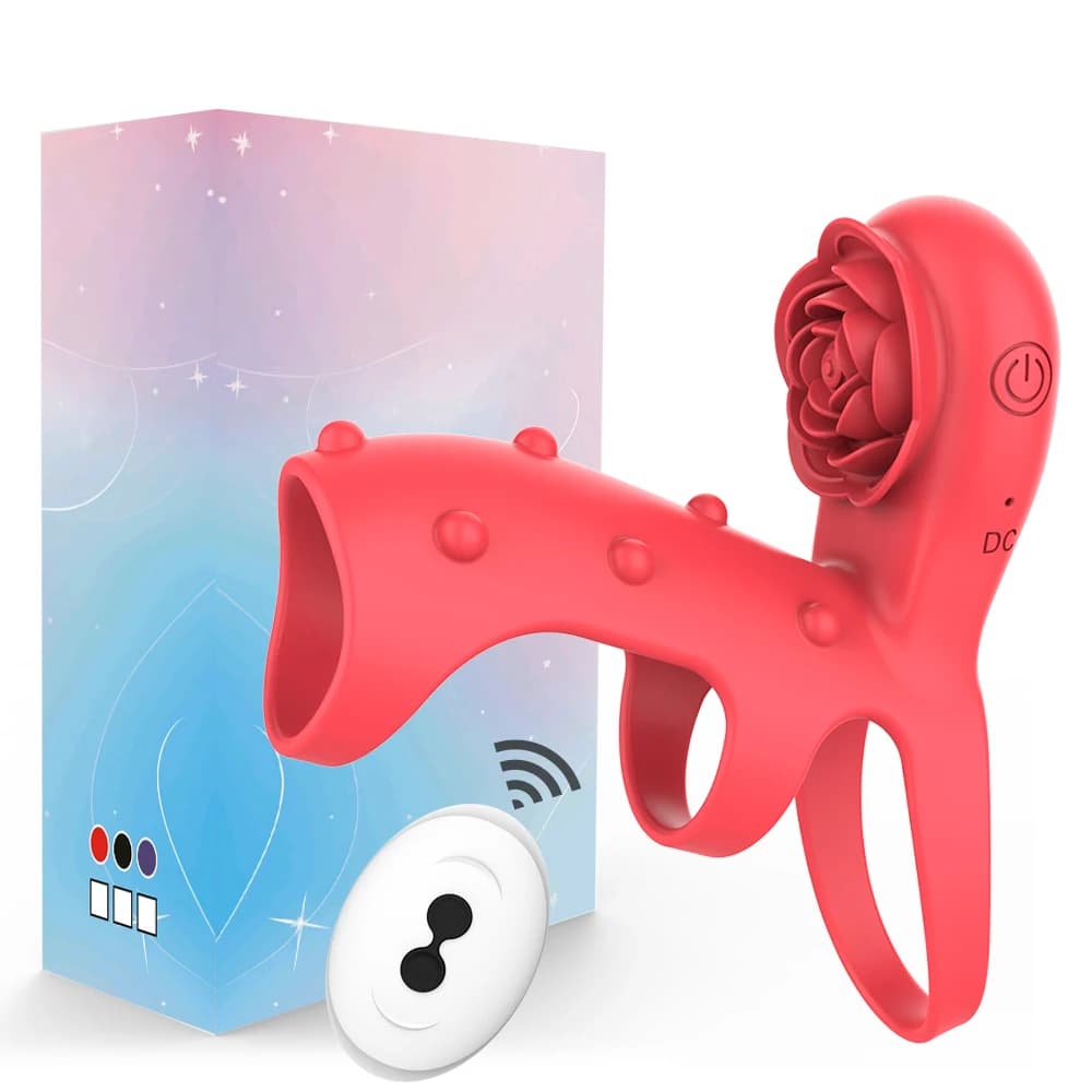 Rose Penis Ring Cock Ring Vibration Toy Female G-spot Clitoral Stimulation Male Penis Ring Cock Ring for Adult Sex Toy Couple