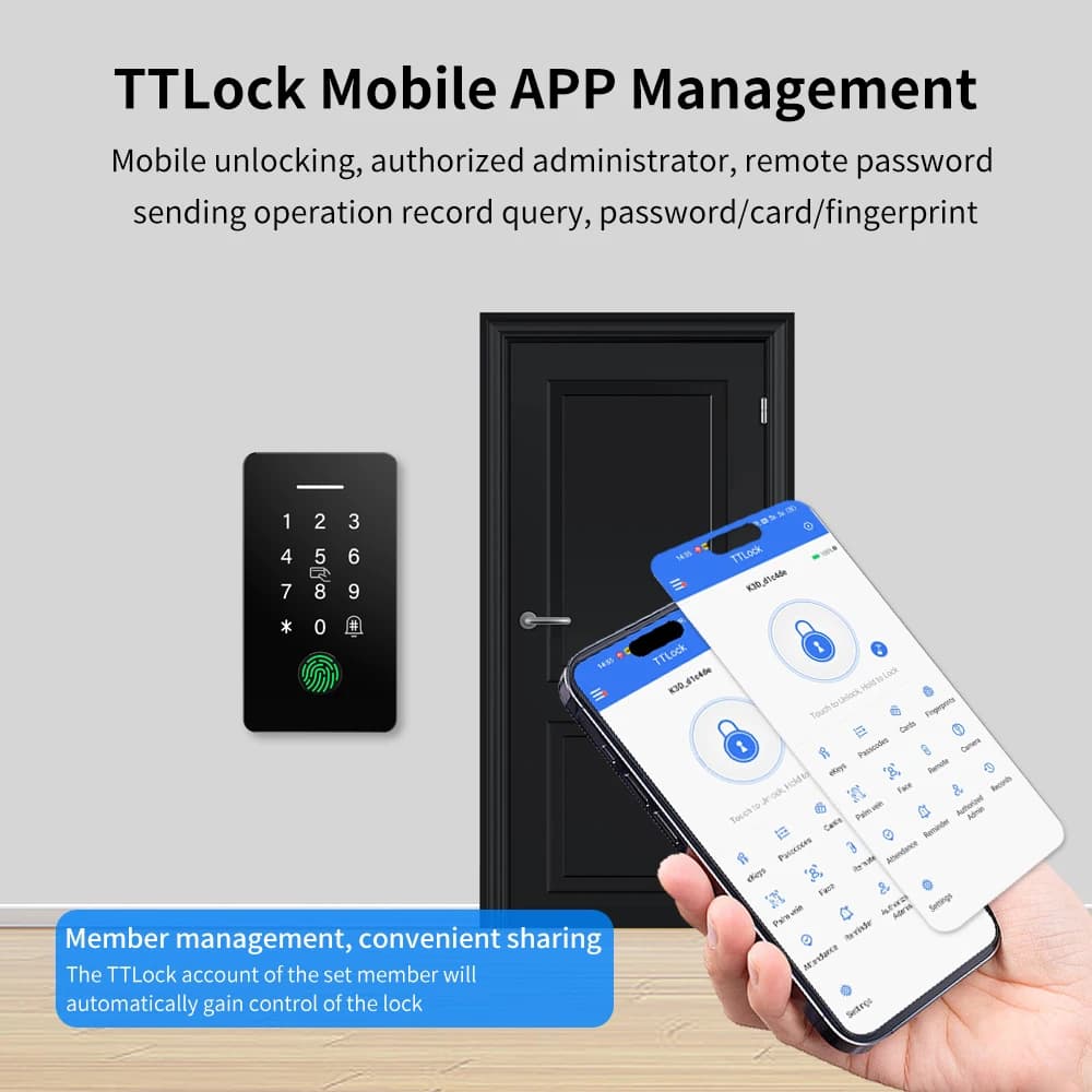 TTLOCK APP Waterproof Embedded Fingerprint Access Control Kits with Security Module System 13.56MHz NFC Card for Bank/Government