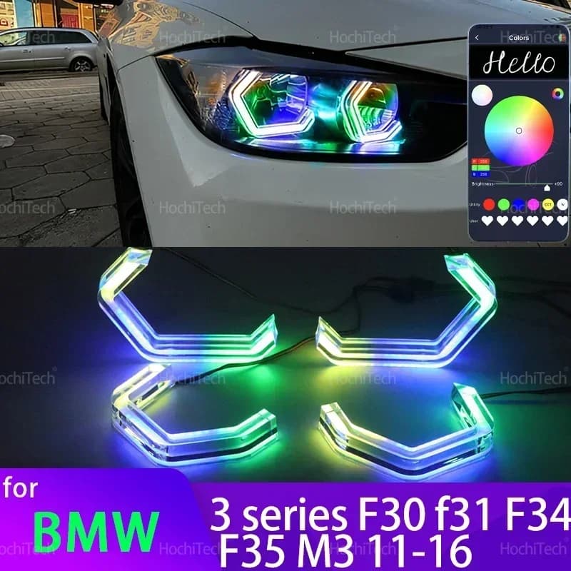 Per BMW Serie 3 F30 F31 F34 F35 M3 2011-16 318i 320i 328i 330i 318d 320d M4 Stile Multi Colore RGB LED Angel Eyes Kit Anelli