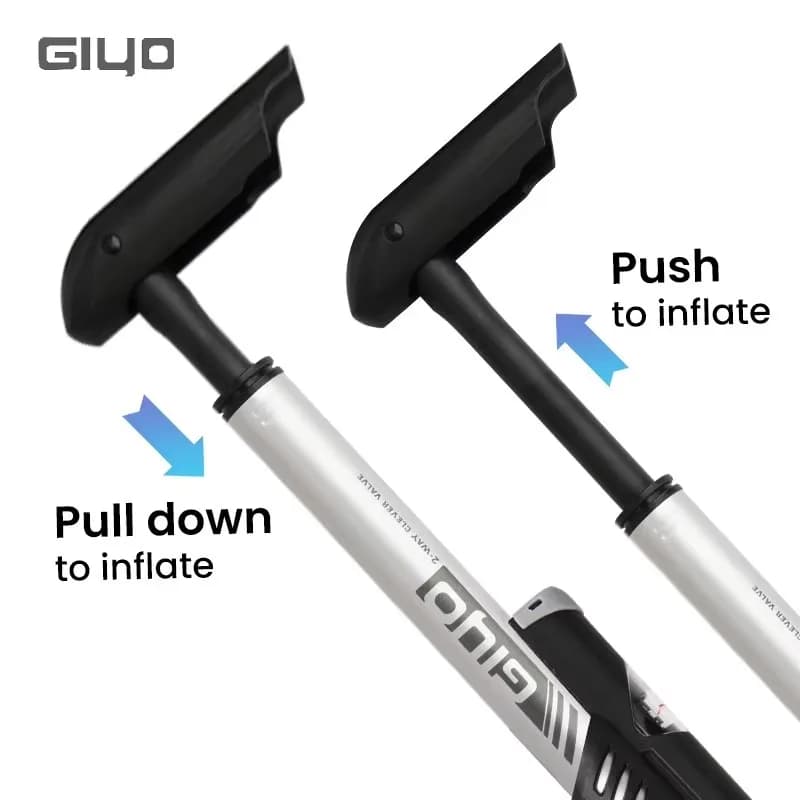 Pompa per Bicicletta GIYO 94c Mini Portatile 120psi a Doppia Azione in Lega di Alluminio con Manometro, Gonfiatore per Pneumatici, Accessori per Bici