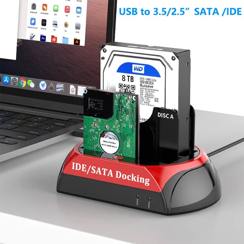 USB a 2.5/3.5 "SATA IDE Disco Rigido HDD Lettore SSD Docking Station Dual Bay Disco Esterno Box Custodia HD esterno
