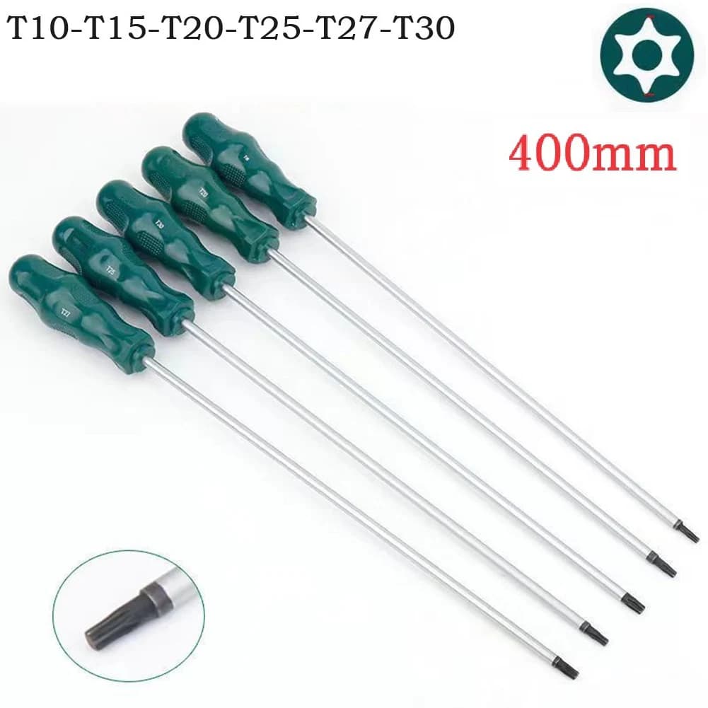 Punte magnetiche per cacciavite Torx extra lungo da 400 mm Riparazione di azionamento a vite T10/T15/T20/T25/T27/T30 Utensili manuali
