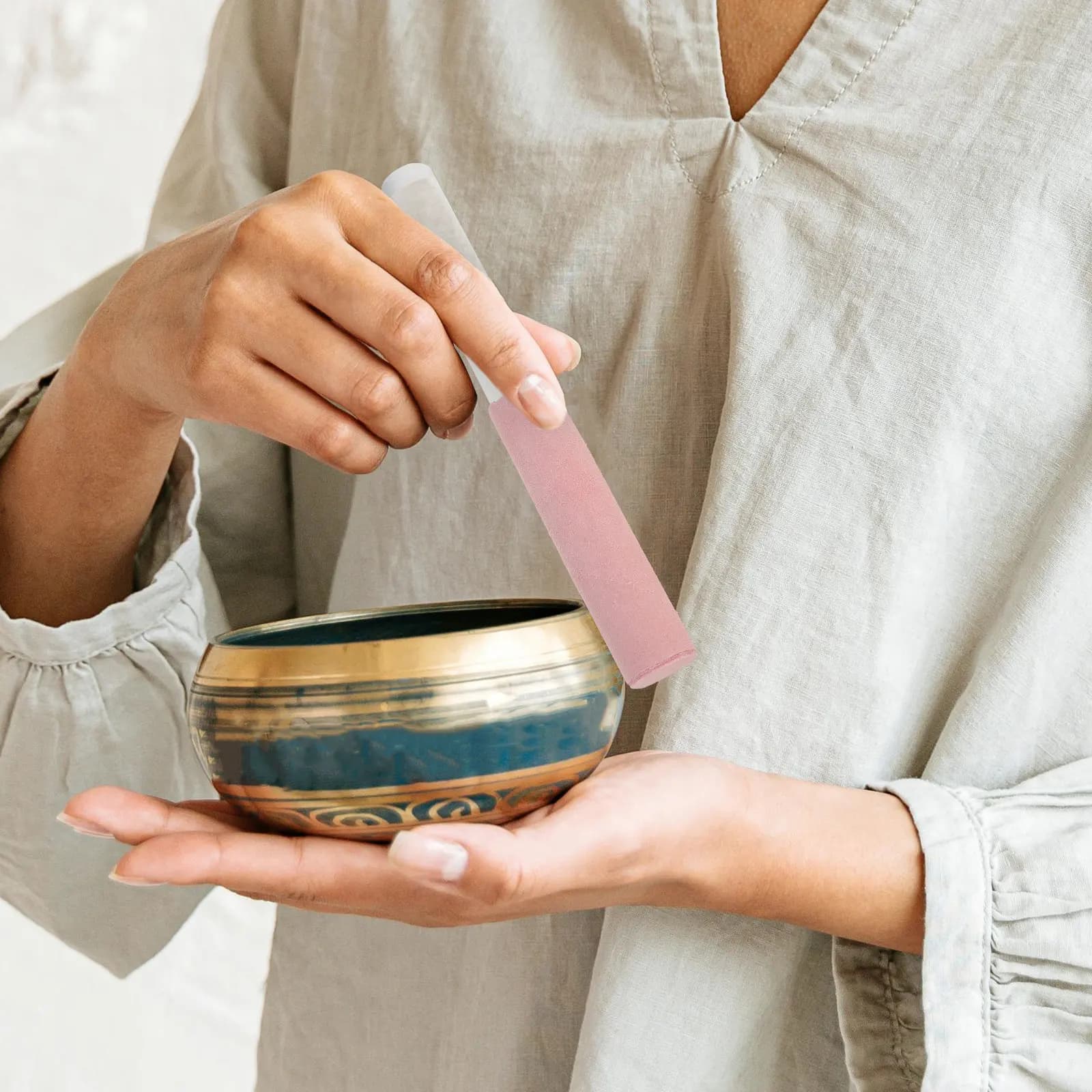 Crystal Singing Bowl Mallet Acrylic Cowhide Handle Non-Slip Lightweight Portable for Meditation Beginners Yoga Sound Healing