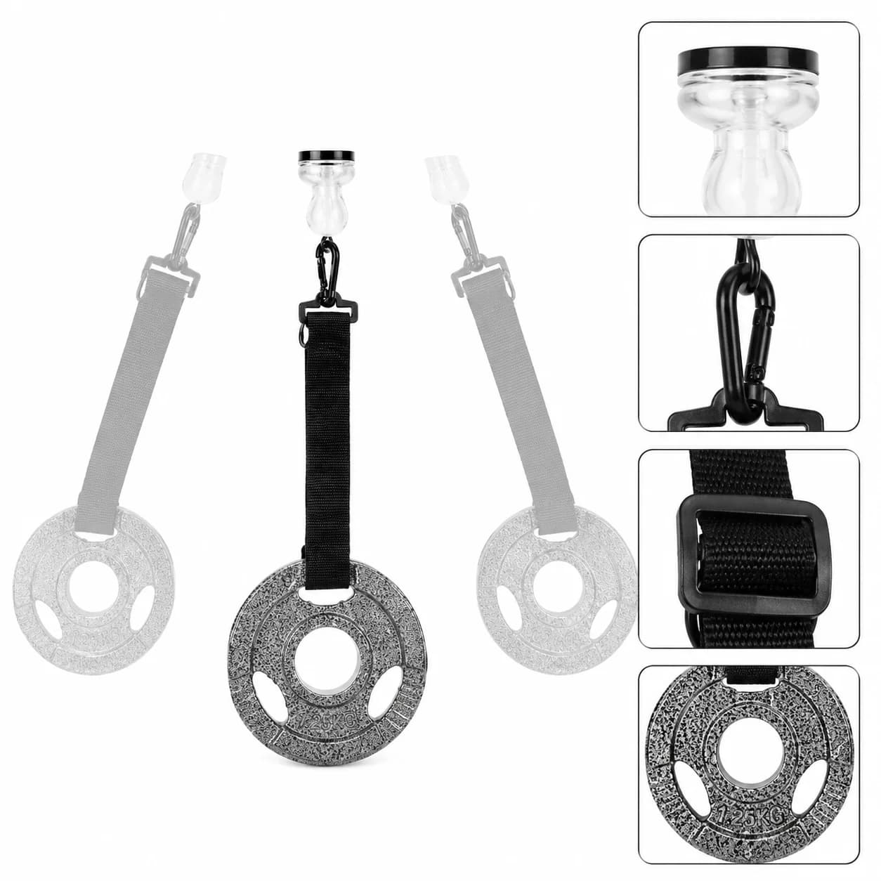 Set di Allenamento con Pesi per Uomo con Piastra da 1,25 KG, Cinghia Elastica Regolabile, Morsetto di Supporto e Dispositivo per Esercizi di Allungamento