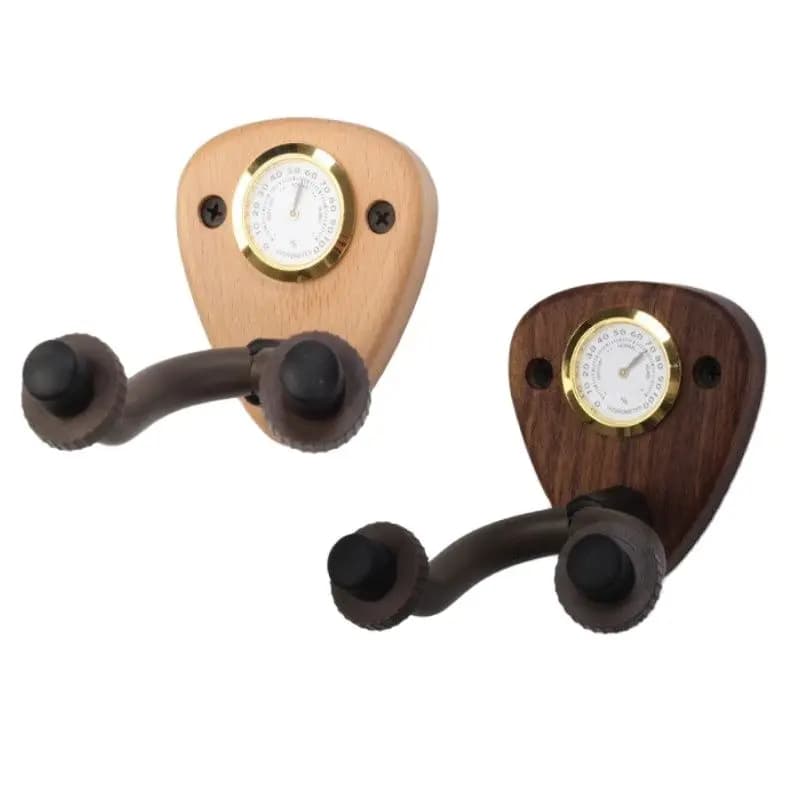 Gancio per chitarra in legno con display igrometro Supporto per supporto per chitarra per montaggio a parete Supporto universale per chitarra elettrica per basso Ukulele