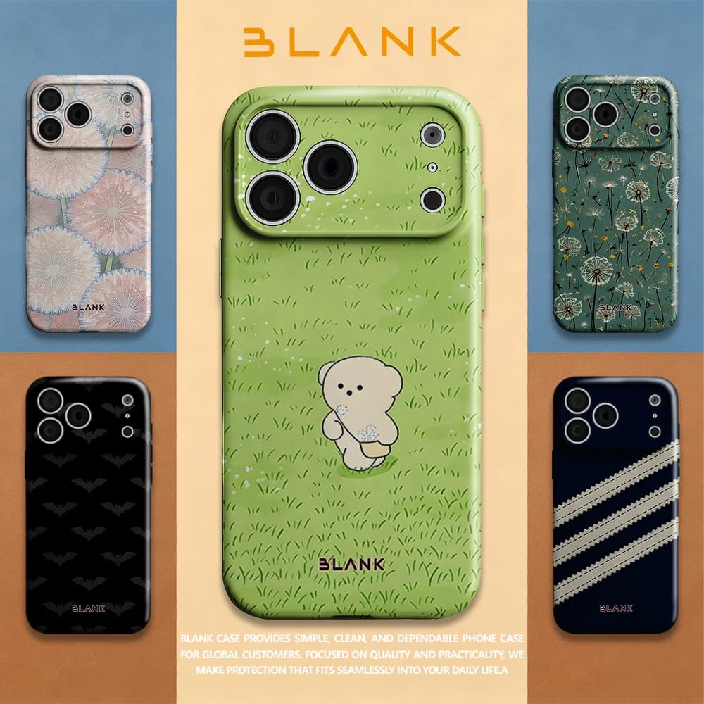 Dandelion Bear Grassland For iPhone 17 16 15 14 13 Pro Max Air 17e Hard tpu Bumper Cover Coque Case Blank