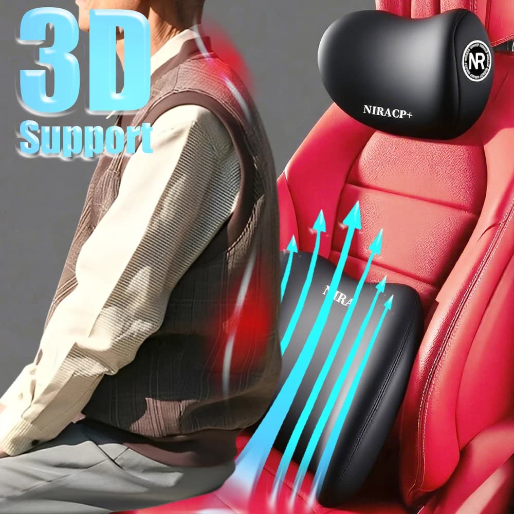 Cuscino di supporto lombare 3D Cuscino per il collo Poggiatesta in memory foam per auto Poggiatesta ergonomico per alleviare il mal di schiena Accessorio per interni auto per camion SUV
