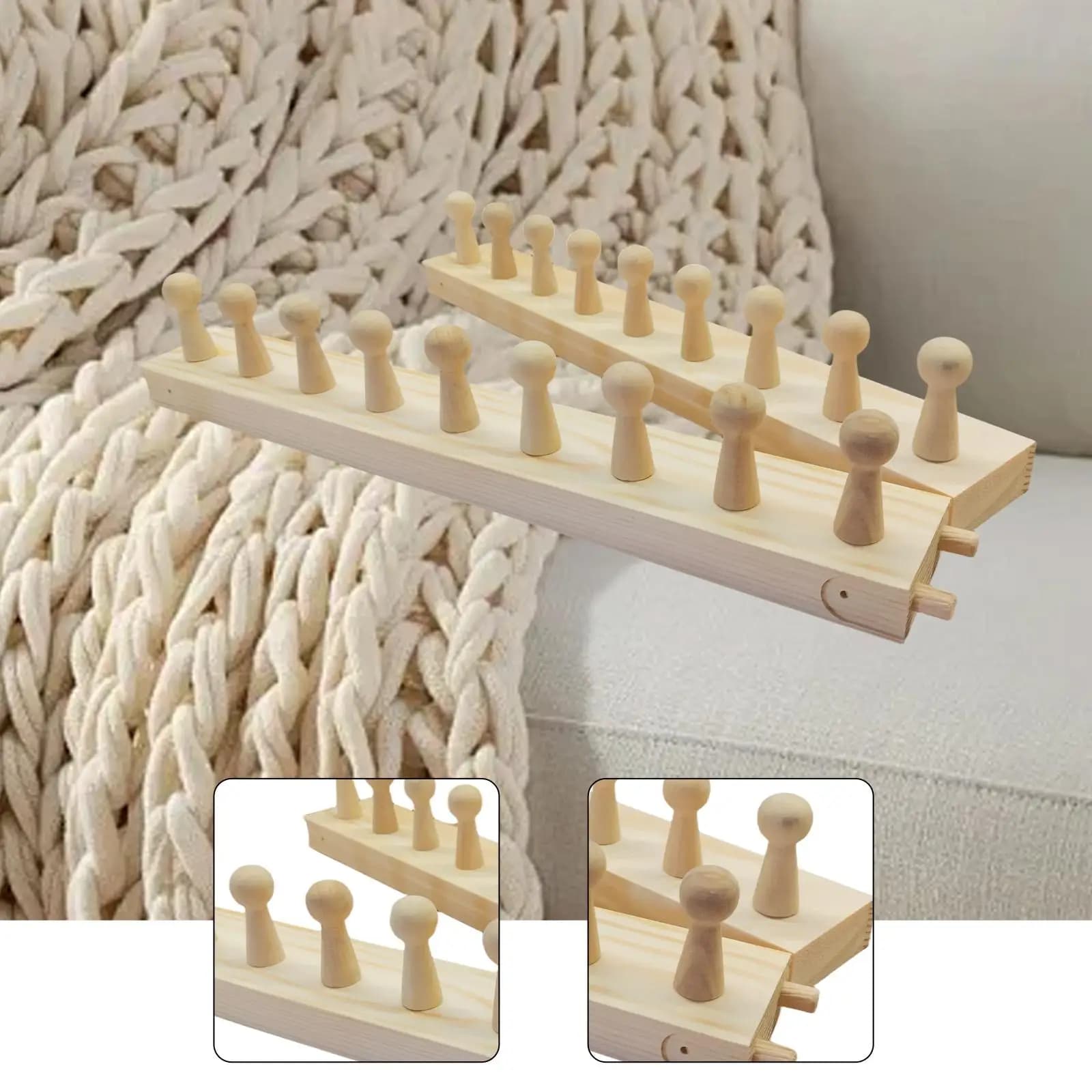 Wood Embroidery Frame for Hand Knitting Chunky Blankets Adjustable Mini Weaving Loom for Home Decor and Hobby Use