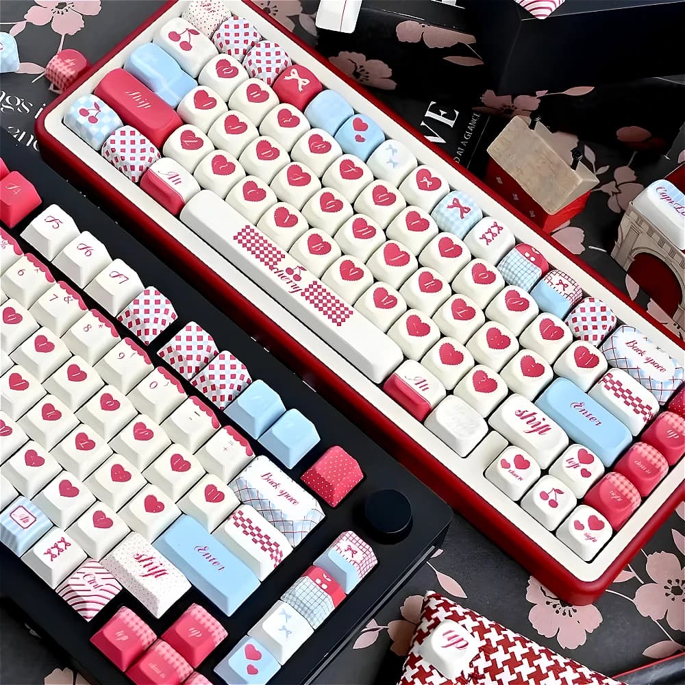 GEFENSI Cute MOA Keycaps PBT 136 Keys Cherry Valentine's Day For 60/64/84/98/108 Gaming Mechanical Keyboard MX Switch