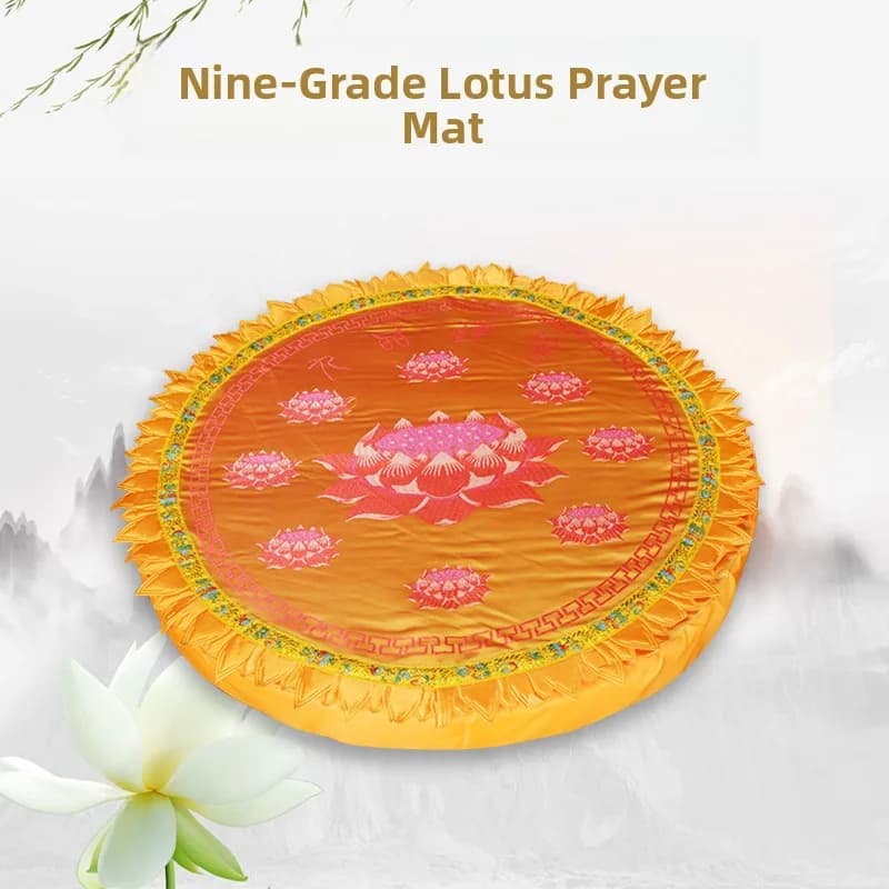 Bearing for Meditation Zafu Red and Yellow Buddhist with Lotus Pearls, 60 cm Yoga Mat for Home Use