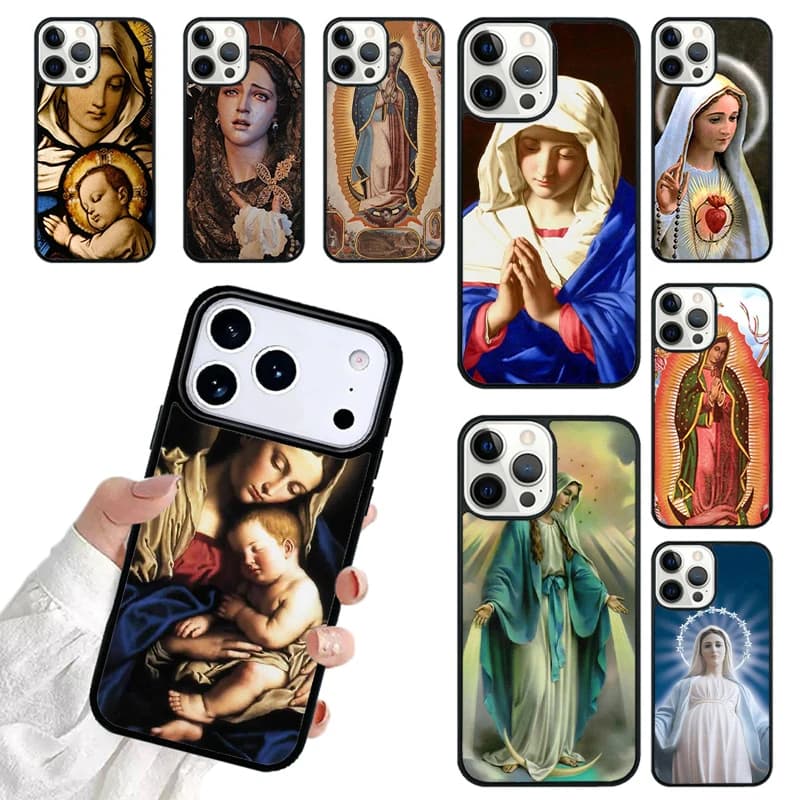 Holy Mother Virgin Mary Christian SOFT Phone Case For iPhone 17 16 15 14 13 12 11 Pro Max 17air Shockproof Cover Fundas