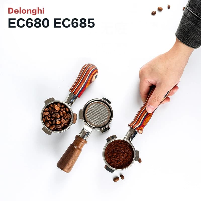 Delonghi 51MM Coffee Bottomless Portafilter 304 Stainless Steel 1 2 4 Cups Filter Basket For EC680 EC685 Espresso Machine Tools