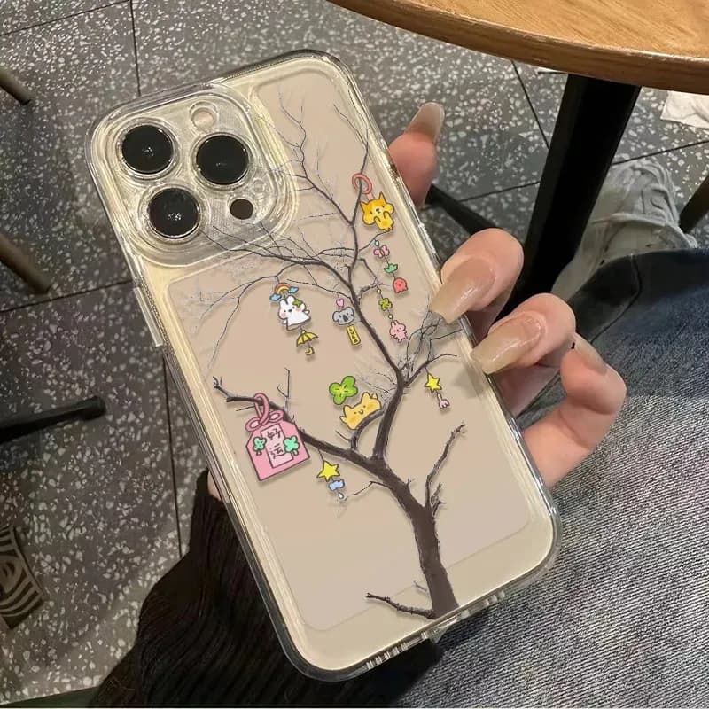Lovely Lucky Charm Tree Phone Case For iPhone 17 Air 17 Pro Max 16 15 14 13 12 11 Pro Max Mini XSMax XS XR X 7 8 Plus Soft Cover