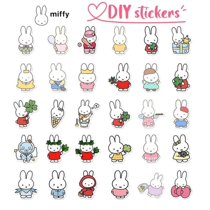 Adesivi Miffy Creativi e Colorati, Stile Cartone Animato, Carini, per Studenti, Decorazione per Diari e Quaderni, Regalo Premio Fai-da-Te