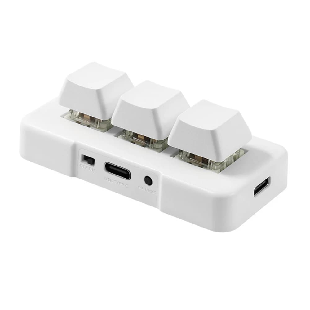 MK321BT Mini tastiera personalizzata a 3 tasti con interruttore meccanico blu Connessione USB + BT dual-mode per giochi da ufficio Multimedia Nero