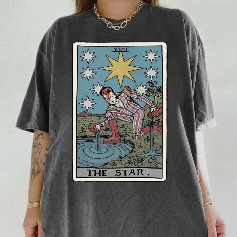 Maglietta The StarMan Tarot Card, Maglietta David Bowie, Maglietta Tarot vintage, Maglietta da concerto, Maglietta Old School Band, Maglietta David Rock Band