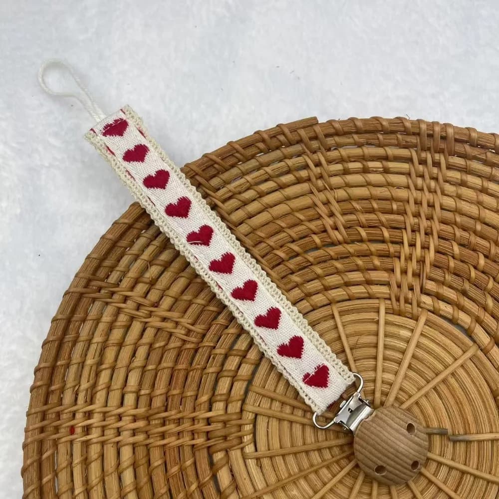 New Wooden Pacifier Chain Guard Design Cute Flower Print Dummy Nipple Holder Food Grade Teether Use