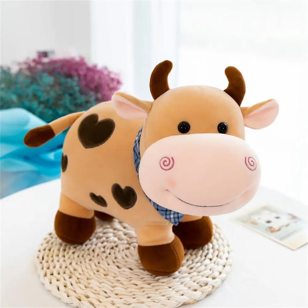 Regalo per Ragazze: Peluche a Forma di Mucca Sorridente in Cotone, Animale Imbottito