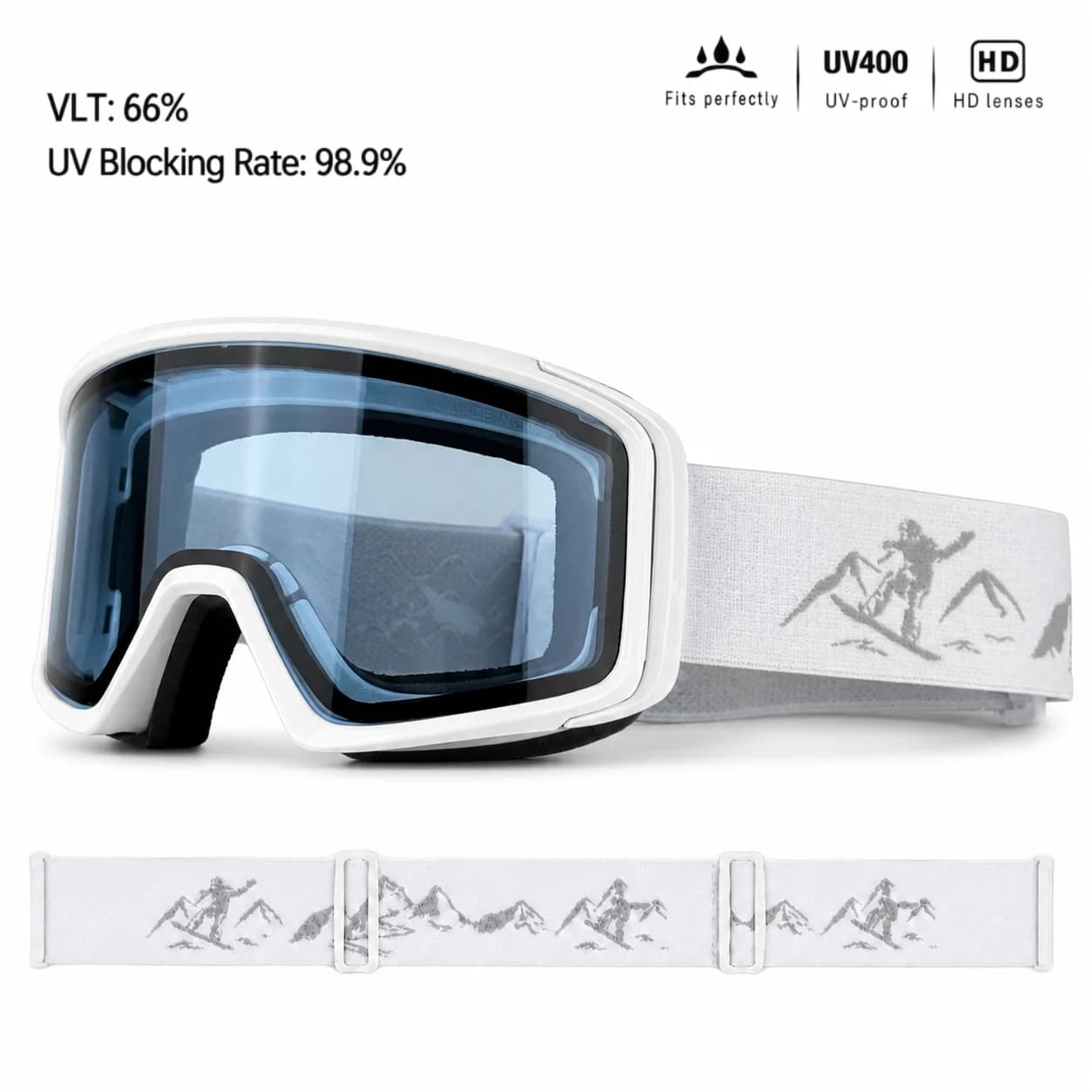 Double Layer Magnetic Flip Cover Anti-Fog Ski Goggles Snowboard Glasses Snowmobile Eyewear for Outdoor Sports Optical Protection