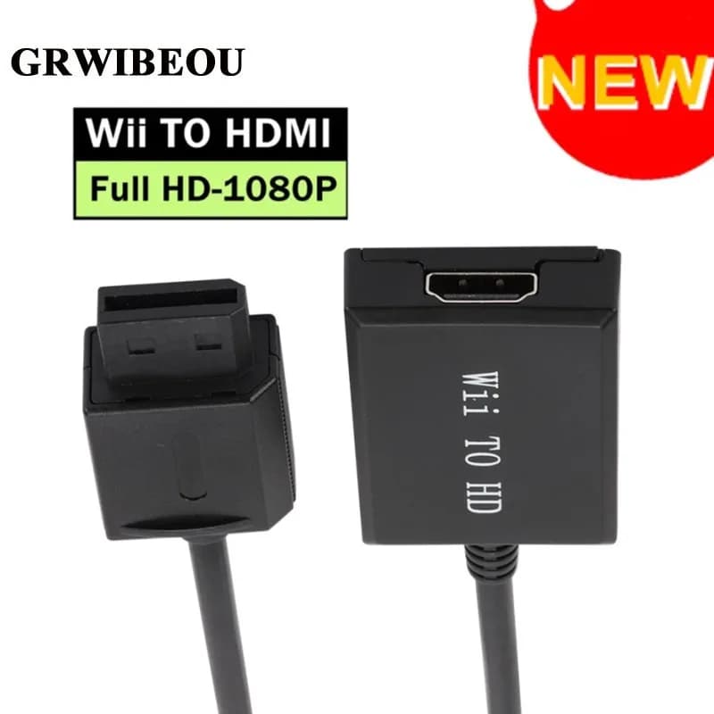 GRWIBEOU Cavo adattatore convertitore compatibile Wii a HDMI HD1080p, adattatore video e audio con uscita 1080p per monitor PC HDTV
