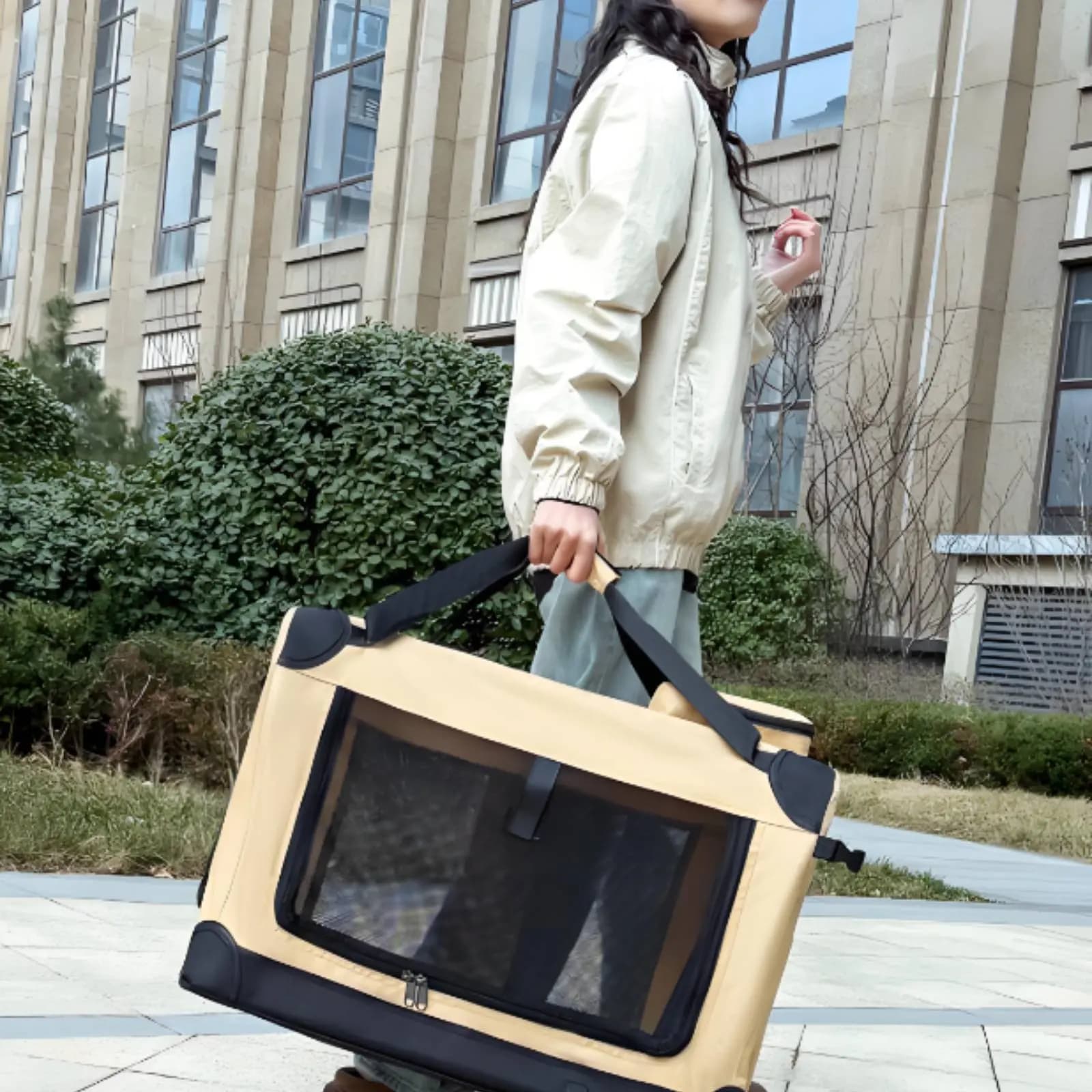 Trasportino per Animali Domestici con Ruote, Borsa Trolley Traspirante in Rete, Trasportino per Gatti Leggero e Portatile per Viaggi