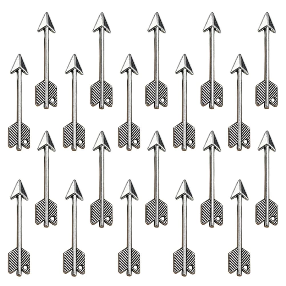 20 pendenti con freccia in argento, perfetti per collane, bracciali, ciondoli, portachiavi, scrapbooking, regalo, ciondolo in lega