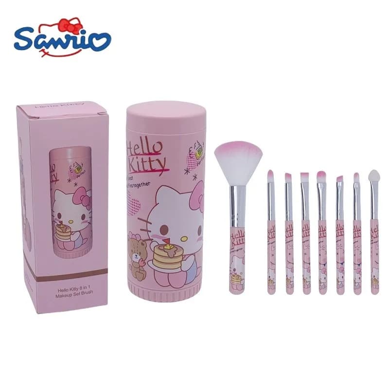 Pennello per trucco Sanrio anime Hello Kitty, set da 8 pezzi, pennello per trucco a forma di cartone animato, pennello per sopracciglia, lucidalabbra, ombretto, regalo per ragazze, strumento di bellezza