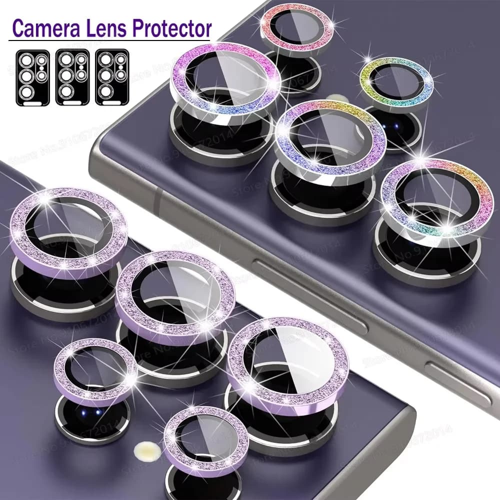 For Samsung Galaxy S24 Ultra HD Glitter Diamond Metal Ring Camera Glass Lens Yij Protector For Samsung S25 Ultra Plus Lens Film