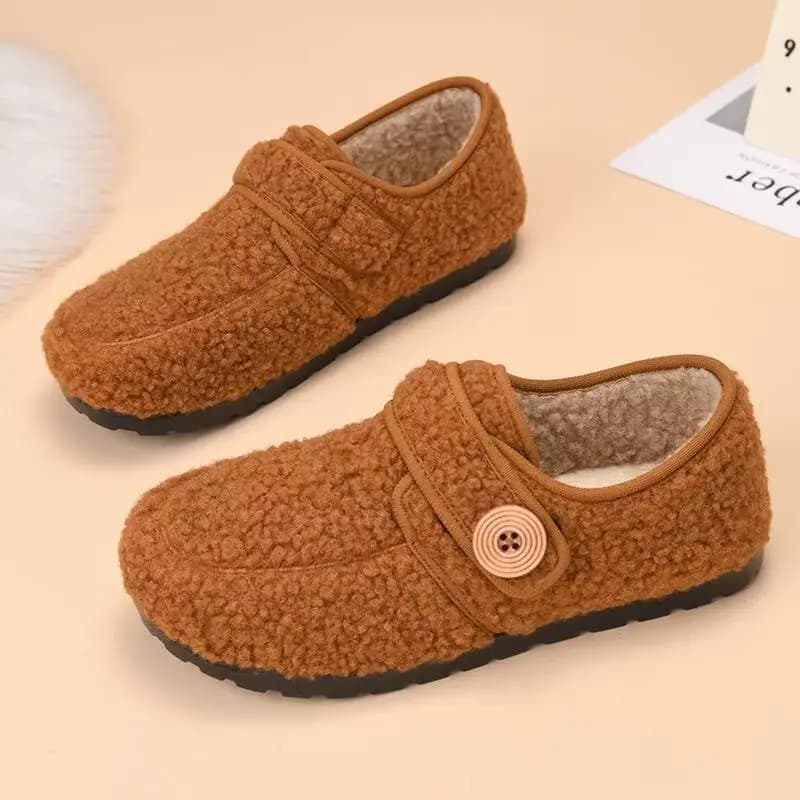 Scarpe basse da donna in cotone caldo autunno inverno Comfort punta tonda scarpe con suola morbida scarpe Mary Jane in peluche corte con stampa leopardata per esterni