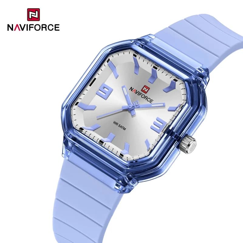NAVIFORCE Fashionable Elegant Women's Watch Luxury Brand Quartz Watch for Women 50M Waterproof Soft Silicone Strap Bright Colck