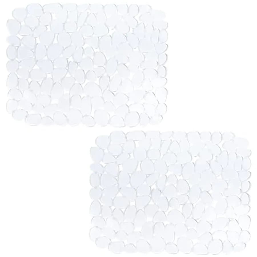 2Pcs Kitchen Sink Mats, 15.7" x11.8" Scratch Free Sink Protector for Stainless Steel/Porcelain Sinks, Pebble Design Quick Drain