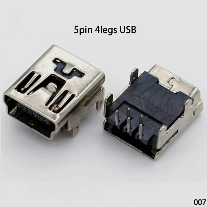 10PCS Mini USB Type B 5 Pin Hold Female 2/4 Legs DIP Martinetti Plug-in Connector For mobile phone MP3 MP4 MP5 PS3 Repair Part V3 Po
