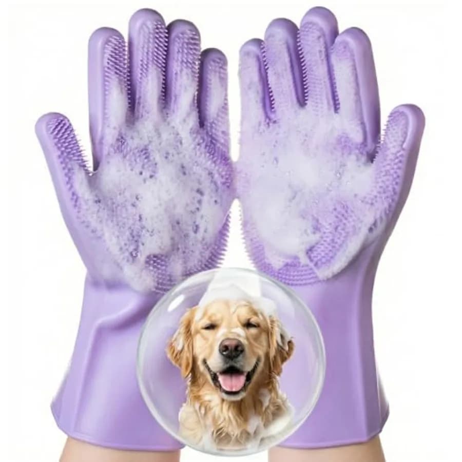 Guanti per Toelettatura Animali Domestici 1 Paio: Guanti in Silicone Morbidi e Delicati per Lavaggio Cani - Spazzola Scrubber per Bagno e Toelettatura, Rimozione Pelo
