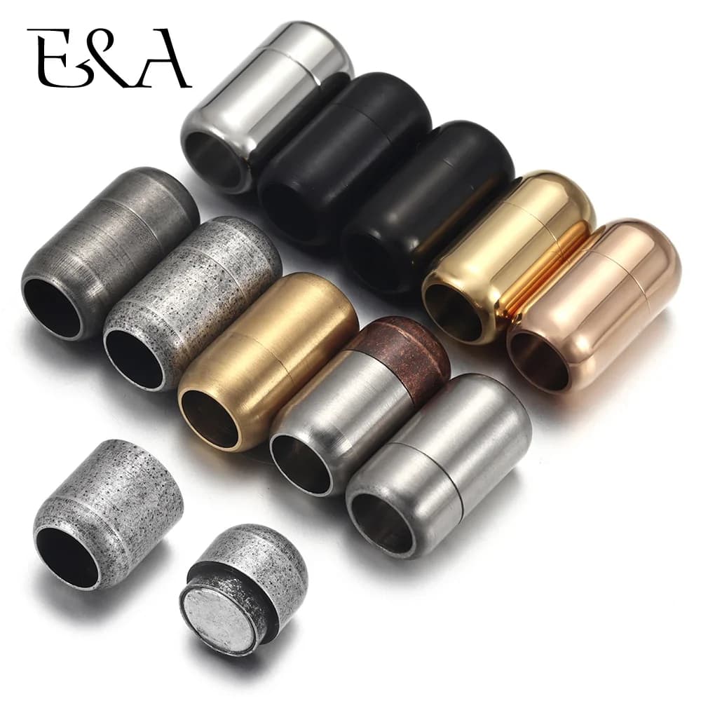 3mm-8mm Stainless Steel Round Magnetic Clasp Magnete Leather Bracelet with Lace Clasp Necklace Accessories for creating DIY-Year Jewelry