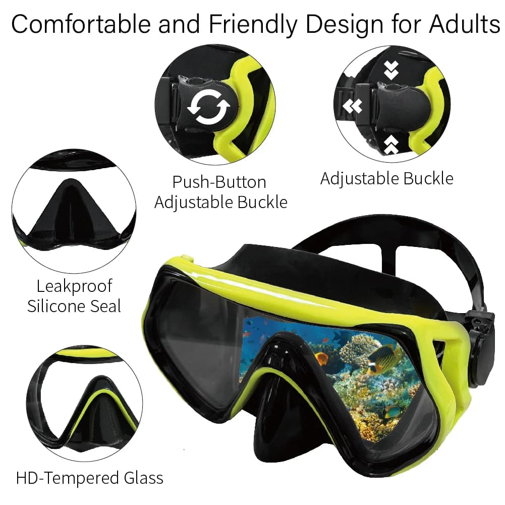 Professional Scuba Diving & Snorkeling, Perfect Silicone Gasket, Adult Swimwear