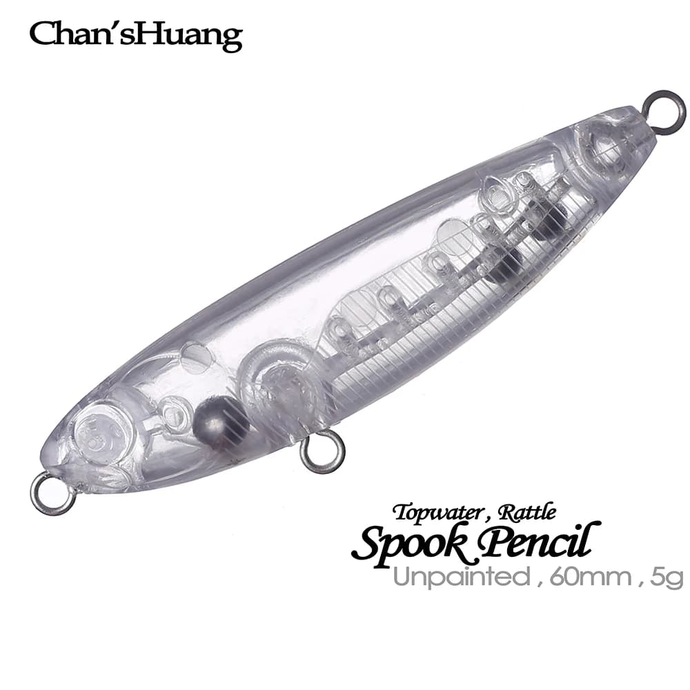 Chan’sHuang 30PCS Unpainted Blanks Bait 60MM 5G Topwater Rattle Spook Pencil DIY Handmade Artificial Fishing Lure