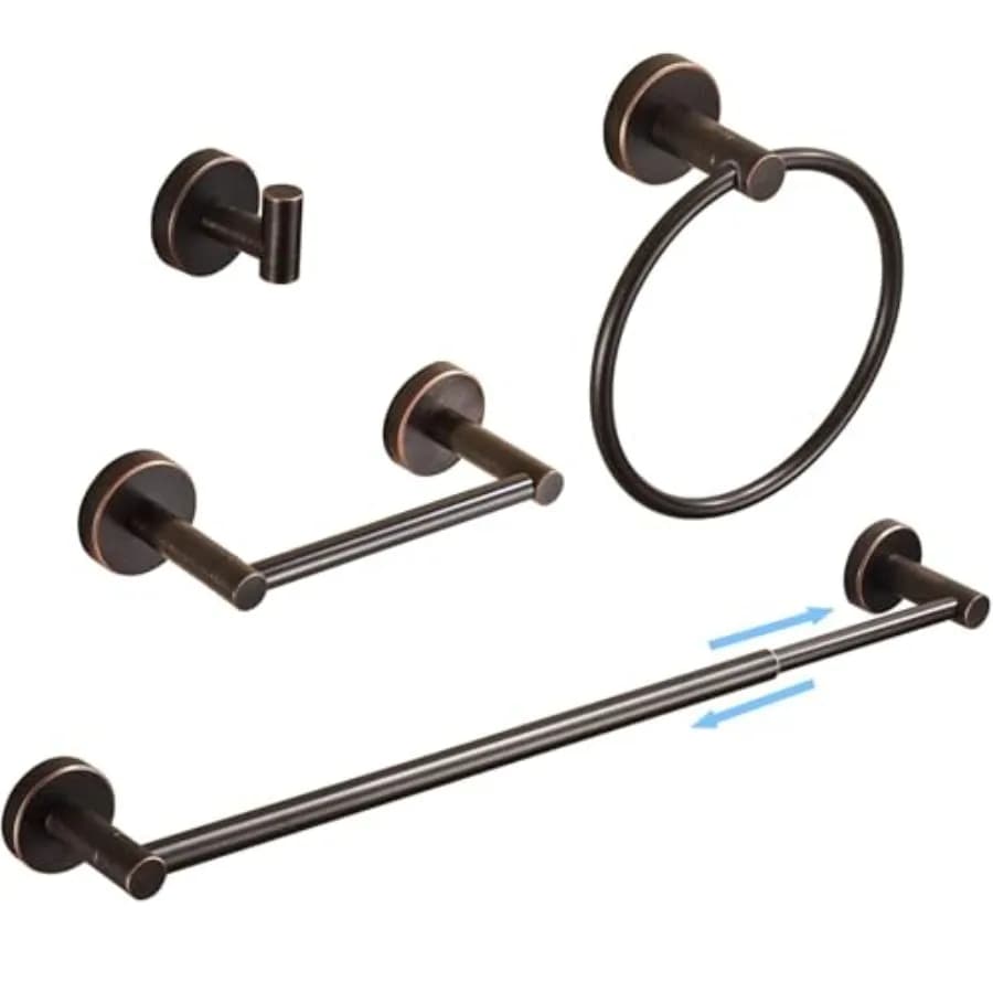 Accessori per il bagno in bronzo, set di accessori per il bagno con porta carta igienica a doppio supporto, portasciugamani da 15 a 24 pollici, anello portasciugamani.