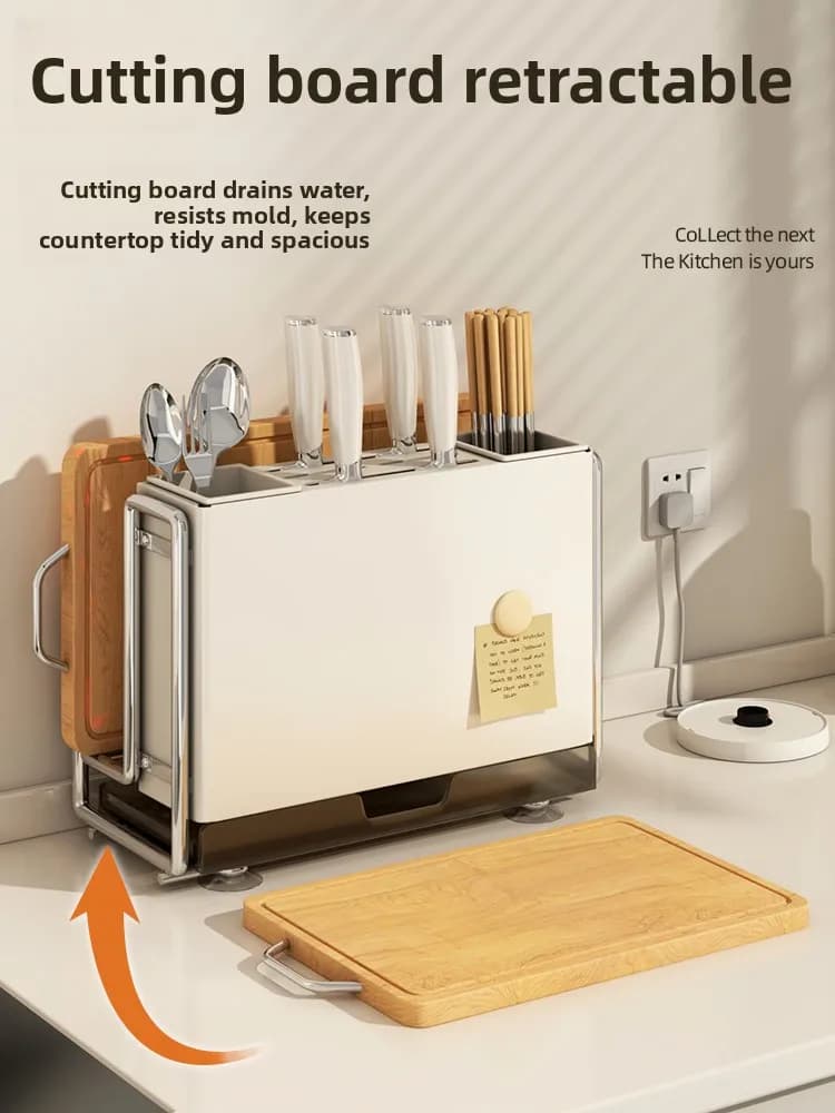 Multifunctional Wall Kitchen Knife Holder, Carbon Steel Bacchette Door, Tagliere Shelf and Kitchen Tools