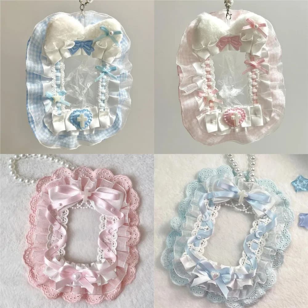 Do-it-your soft plush card holder with ribbon Lolita Idol Display Protective cover for photo
