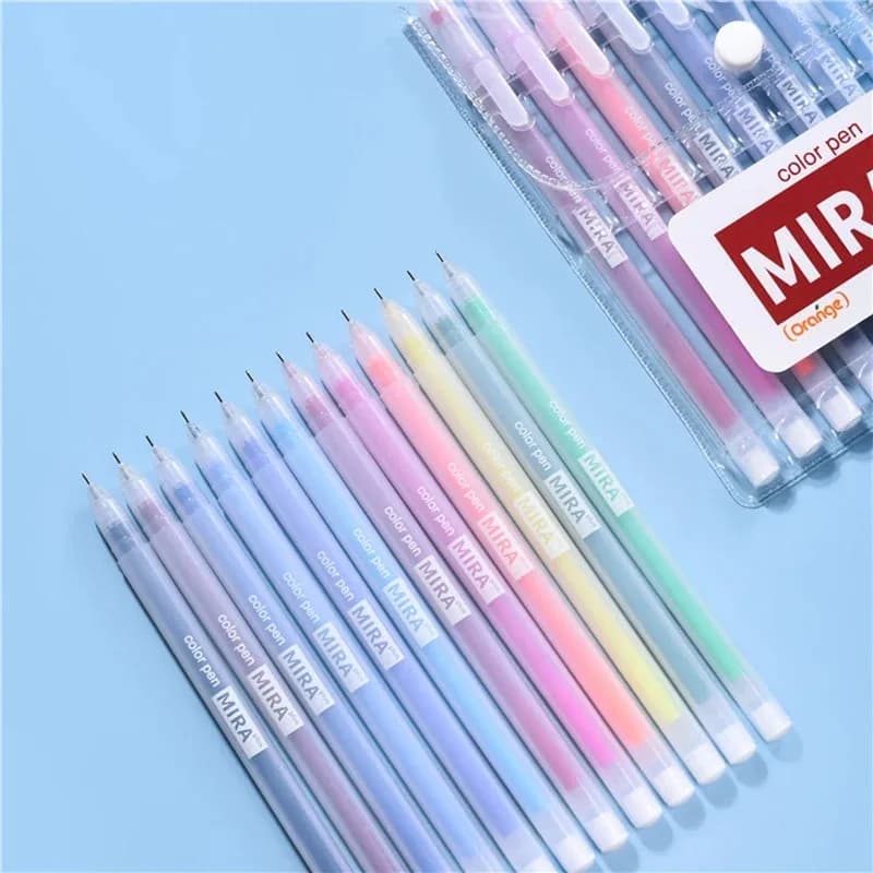 Set di penne gel colorate da 1-12 pezzi Penna a sfera blu Kawaii da 0,5 mm per diario Materiale scolastico carino Cancelleria coreana