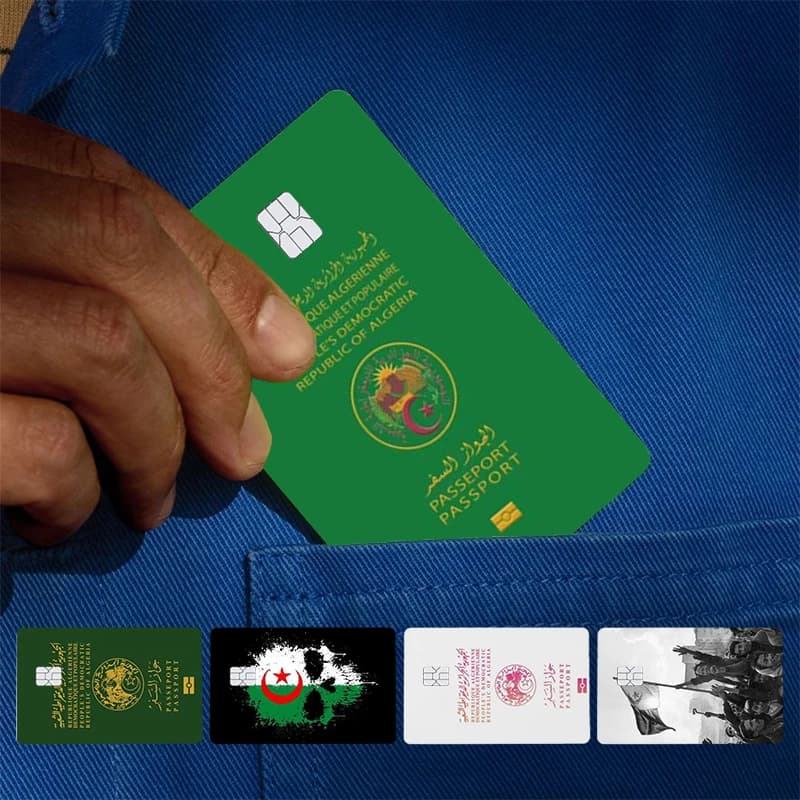 Algerian Passport Flag Cover Skin Sticker For Credit Card Bank Debit Bus Card Front Side Card holder Sleek Indie