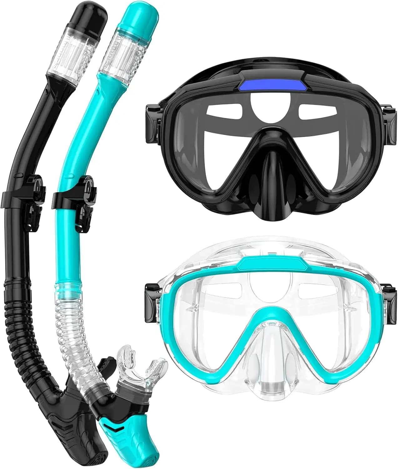 Snorkel Set for Adults with Duvet Mask, Dry Mouth Top and Dive Transport Bag