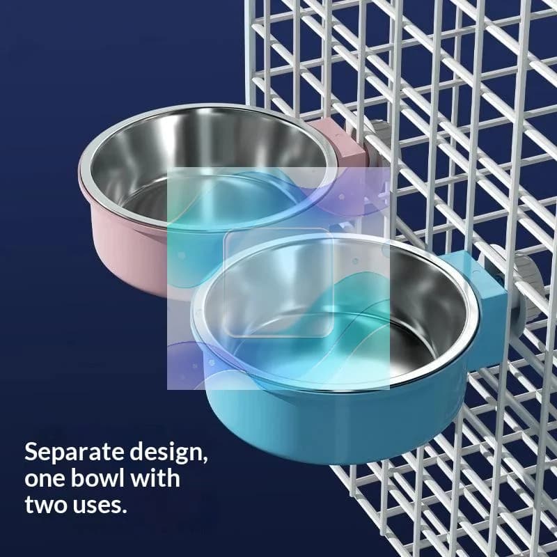 Cage Fixed Stainless Steel Pet Bowl Detachable BPA Free for Small Animals Food Water Feeding Kennel Supply