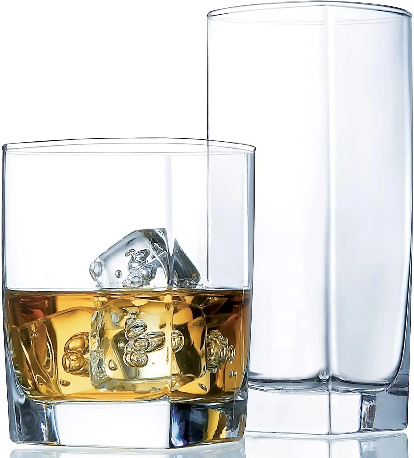Everyday Drinking Glasses Set of 16 Drinkware Kitchen Glasses for Cocktail, Iced Coffee, Beer, Ice Tea, Wine,