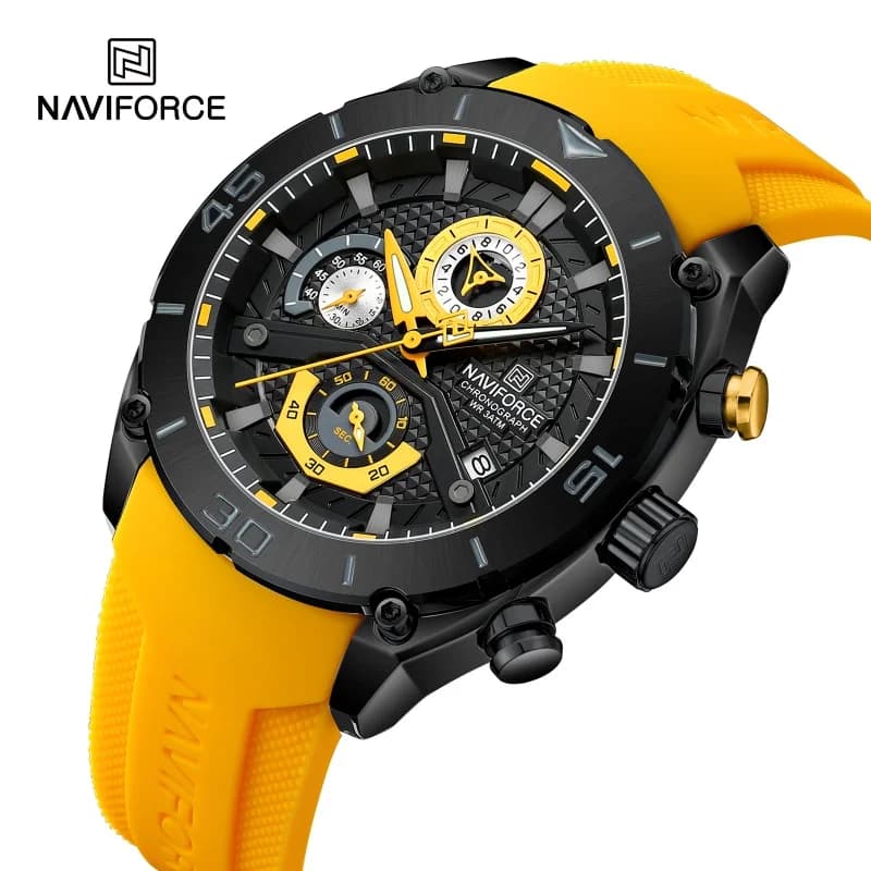 Orologio cronografo sportivo da uomo NAVIFORCE, orologio da uomo, impermeabile 3ATM, cinturino in silicone, luminoso, casual, analogico, da esterno.