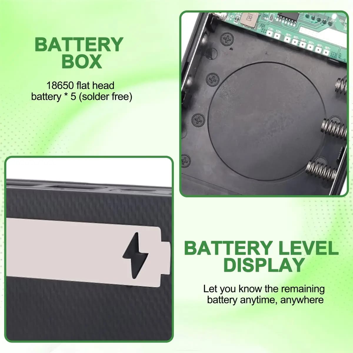 popop DIY 5X18650 Power Bank Case Detachable Portable Battery Charge Storage Box Shell CX5 with LED Lighting Without Battery