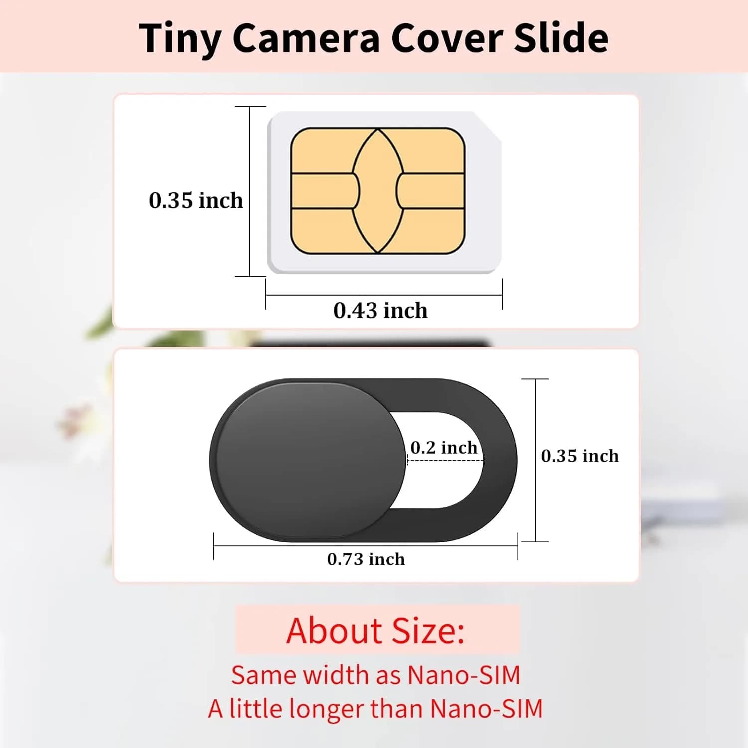 Webcam Cover Sticker Slide - Camera Privacy Security Protect for Phone Laptop, Black or White,20, Cell Phone PC Accessories Camera Blocker Slider, Great for Privacy